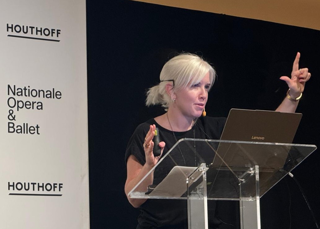 Brooke Gallagher presenting at an AI training session